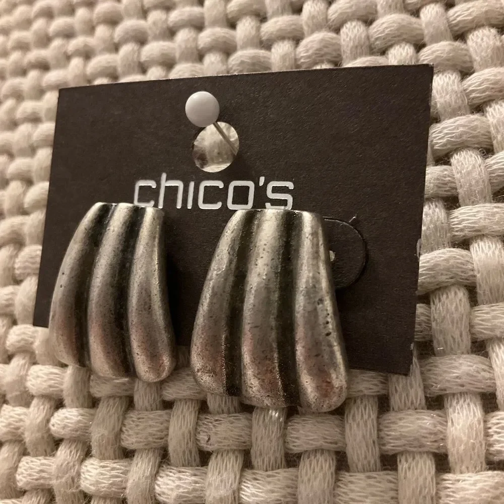 0025-Chico's Silver Clip-On Earrings